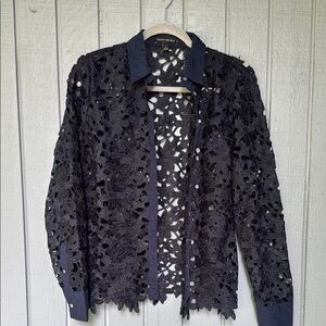 Banana Republic Black Lace Overlay Jacket